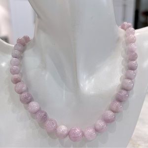 Kunzite Beaded Sterling Silver Magnetic Clasp Necklace